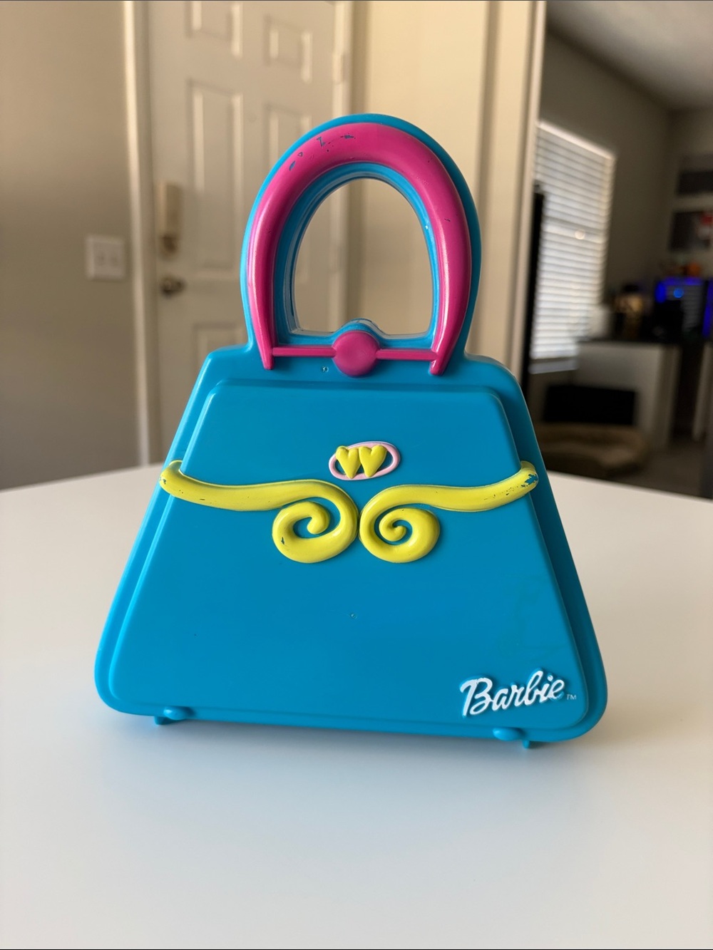 Vintage 1999 Barbie Flying Colors Toys Blue Toy Handbag Purse Hard Storage Case